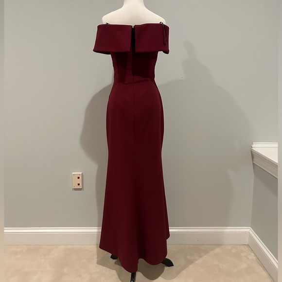 BHLDN Delice Dress - Burgundy Off the Shoulder Dress with Slit - Picture 3 of 6
